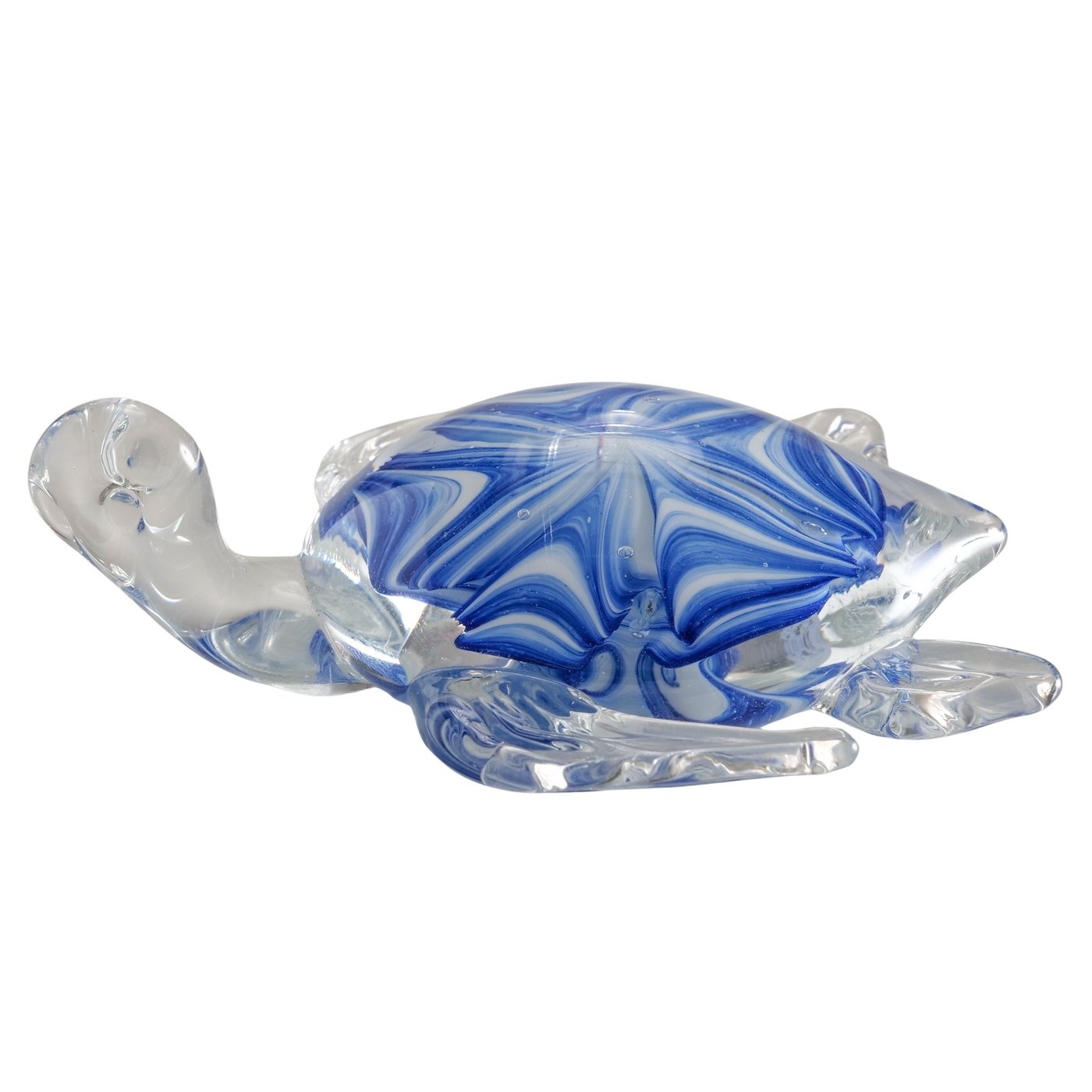 Boltze Home Glazen presse-papier schildpad – transparant en blauw glas