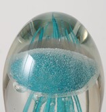 Boltze Home Glazen presse-papier kwal – transparant en aquablauw glas 11cm