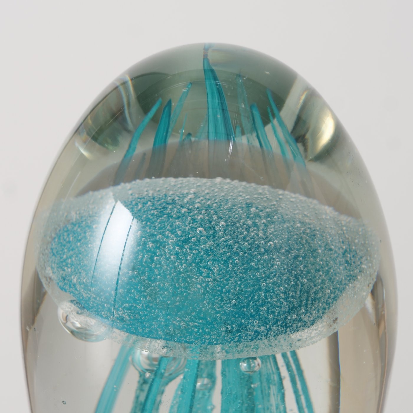 Boltze Home Glazen presse-papier kwal – transparant en aquablauw glas 11cm