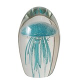 Boltze Home Glazen presse-papier kwal – transparant en aquablauw glas 11cm