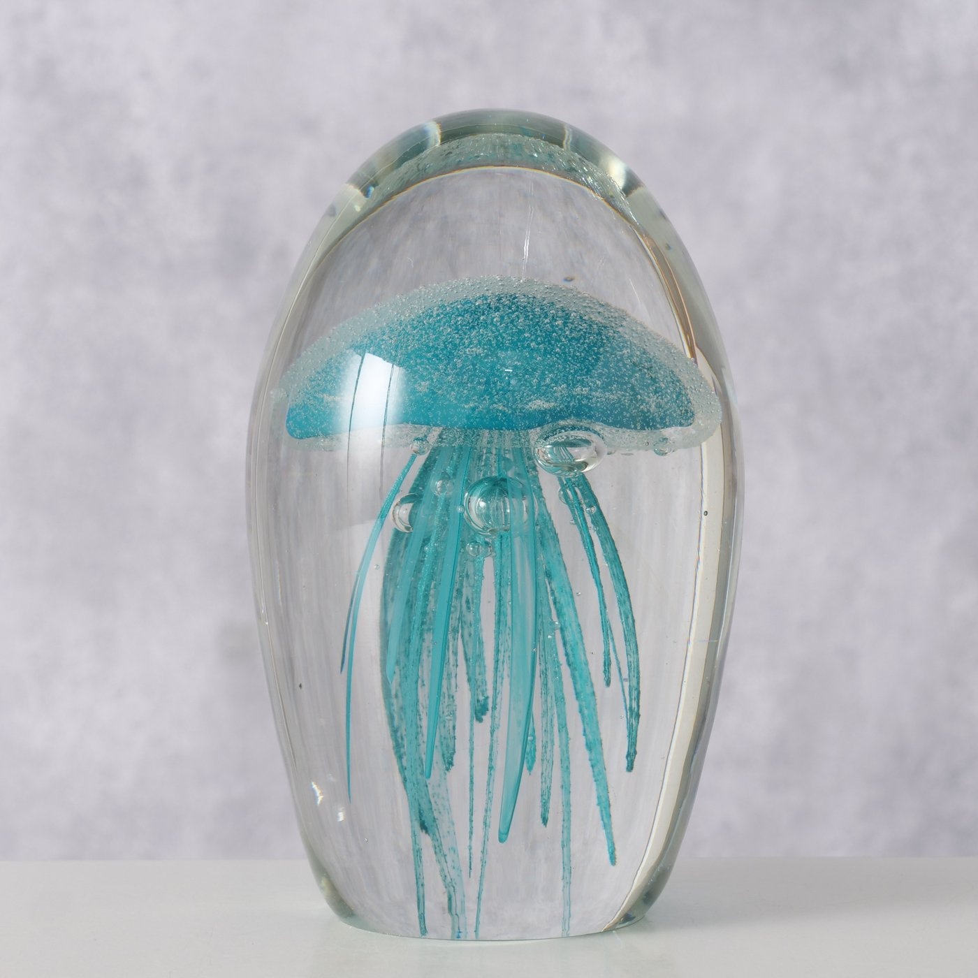 Boltze Home Glazen presse-papier kwal – transparant en aquablauw glas 11cm