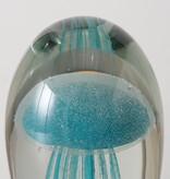 Boltze Home Glazen presse-papier kwal – transparant en aquablauw glas 16cm