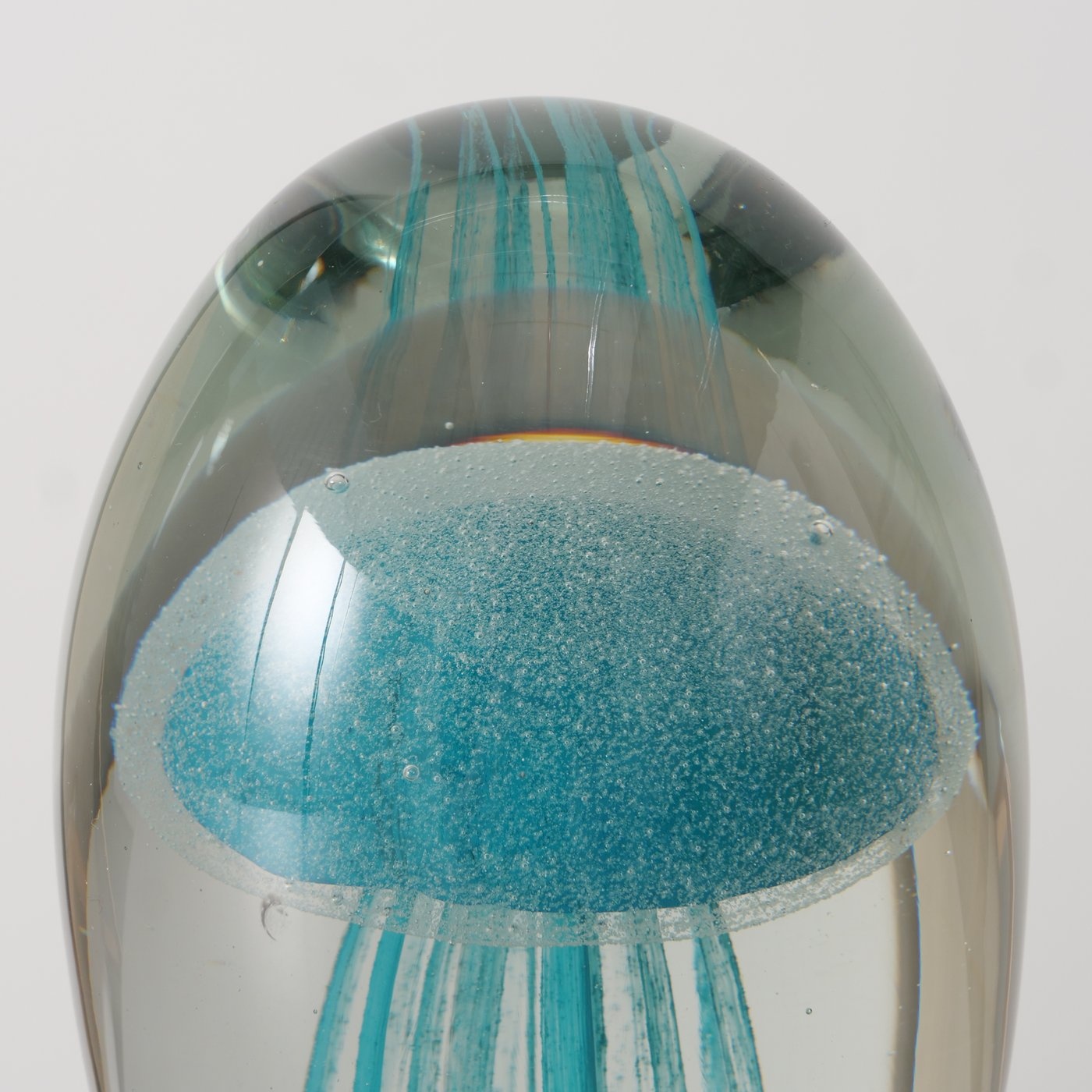 Boltze Home Glazen presse-papier kwal – transparant en aquablauw glas 16cm