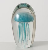 Boltze Home Glazen presse-papier kwal – transparant en aquablauw glas 16cm