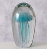 Boltze Home Glazen presse-papier kwal – transparant en aquablauw glas 16cm