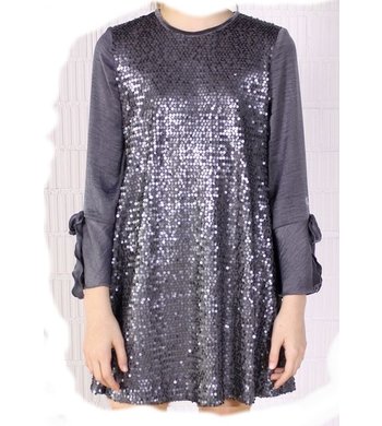 Amaya mt 116 dress vestido tres chic sequins grey *stocksale**