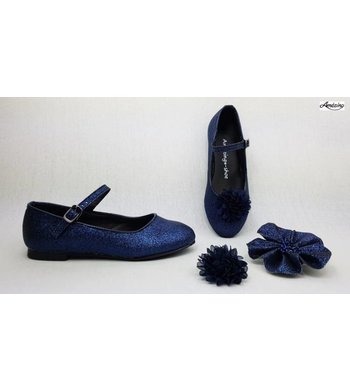Amézing Shoes ballerina navy blue glitter V