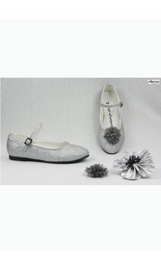 Amézing Shoes ballerina silver glitter V