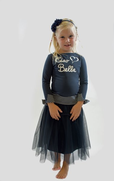 lange tule rok blauw -