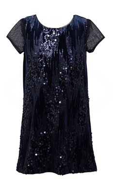 Bonnie Jean jurkje pailletten blauw V -VXX
