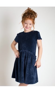 Happy Girls jurkje velours blauw V- VXX