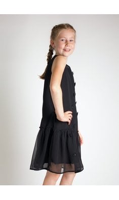 Creamie jurkje chiffon bloemen zwart V - VXX
