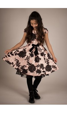 Bonnie Jean mt 110 jurkje flockprint roze Vxx