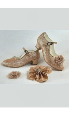 Amézing Shoes mt 25,5 (24) heels goud rose glitter