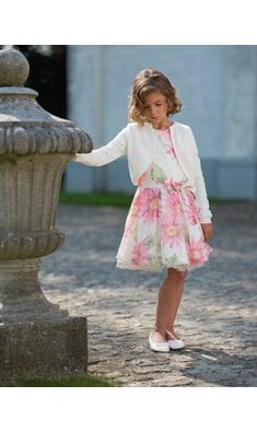 Gymp dress flowers offwhite/pink