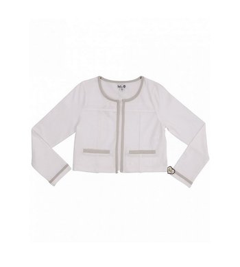 LoFff mt 110/116 vestjasje offwhite met zilveren biezen