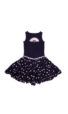 LoFff mt 104 jurk Sevilla blauw met witte stippen VF