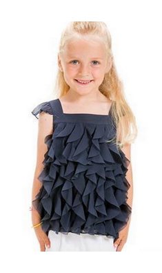 UBS.2 top chiffon met ruches donkerblauw V