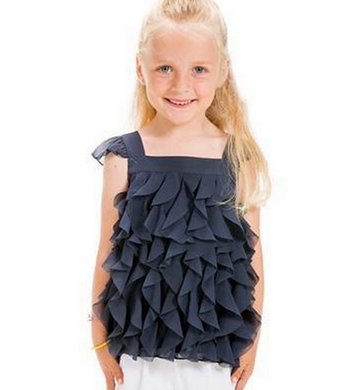 UBS.2 top chiffon met ruches donkerblauw V
