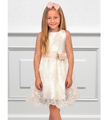 Abel & Lula mt 104 tule jurkje met borduur ecru VXX