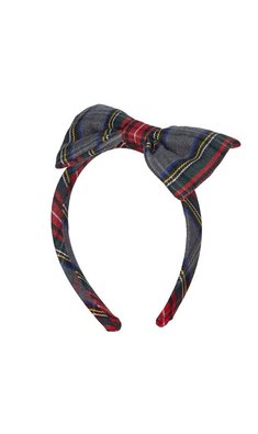 Lapin House diadeem bekleed met strik klassiek ruitje rood groen blauw V