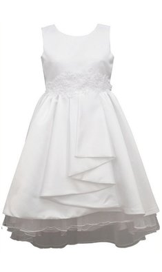 Bonnie Jean mt 134 jurk bruidsmeisje waterval wit