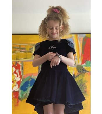 Lapin House jurk blauw fluweel VXX Lapin House jurk blauw fluweel VXX