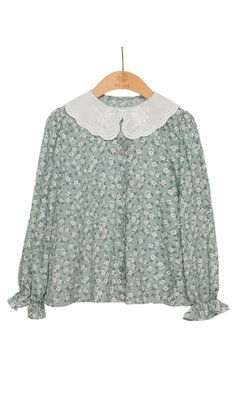 Abel & Lula flowerprint blouse with colar green