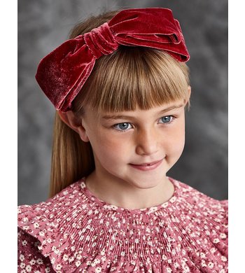 Abel & Lula headband velvet bow crimson red