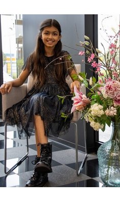 Creamie jurk gouden dots total eclipse blauw VXX