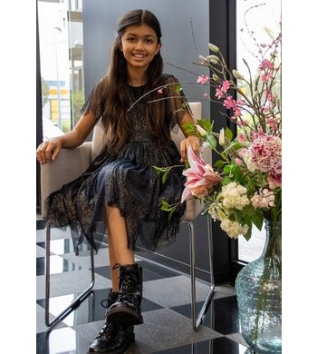 Creamie jurk gouden dots total eclipse blauw VXX