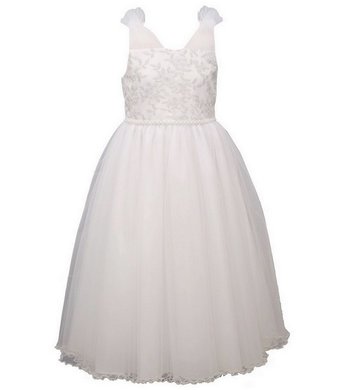 Bonnie Jean jurk bruidsmeisje borduur wit VXX