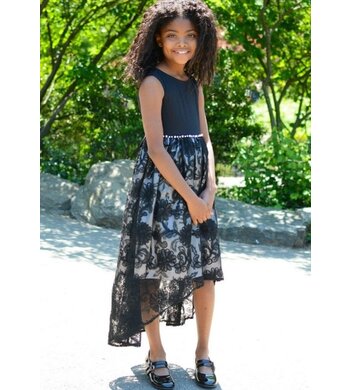 Bonnie Jean mt 110 feestjurkje hi-low zwart V Bonnie Jean mt 110 feestjurkje hi-low zwart V