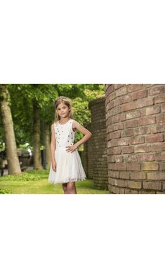 LoFff mt 134/140 feestjurkje offwhite goud V