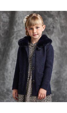 Abel & Lula mt 104 vest met bontkraag Marine  V