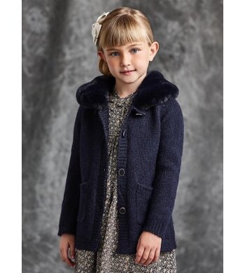 Abel & Lula mt 104 vest met bontkraag Marine Vxx