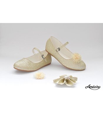 Amézing Shoes mt 26 ballerina champagne glitter V-VXX
