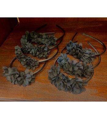 Meisjesfeest diadeem met bloemen zwart V Meisjesfeest diadeem met bloemen zwart V