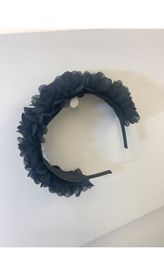 Meisjesfeest diadeem bloemenkrans zwart VOC