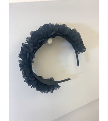 Meisjesfeest diadeem bloemenkrans zwart V Meisjesfeest diadeem bloemenkrans zwart V