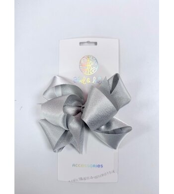 Abel & Lula haarspeld met satijnen strik zilver V