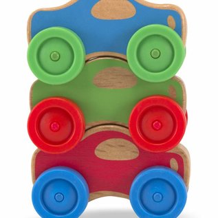 Melissa & Doug Melissa and Doug set van 3 houten stapelauto's