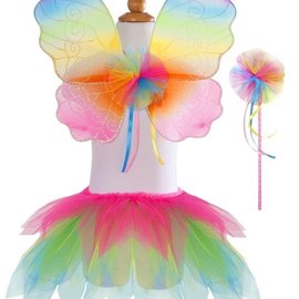 Great Pretenders Great Pretenders neon regenboog tutu met vleugels en toverstafje (3-6 jaar)