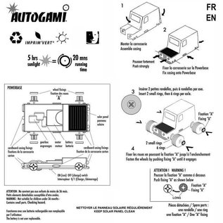 Litogami Litogami bouwpakket Auto reversible met zonnepaneel - Wit en Kraft