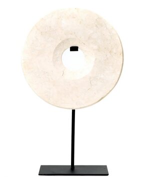 The Marble Disc on Stand - Wit - L