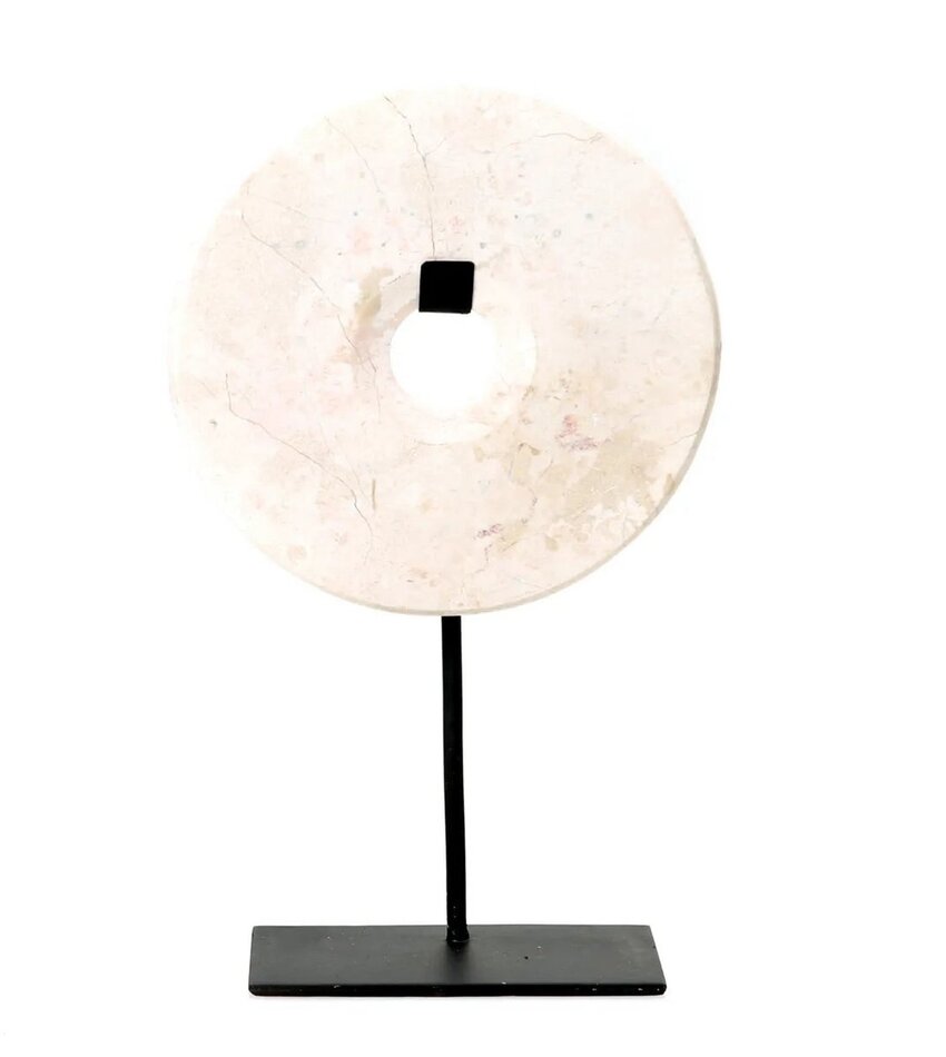 The Marble Disc on Stand - Wit - L