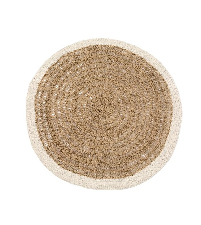 Het ronde tapijt van zeegras en katoen - natuurlijk wit - 100