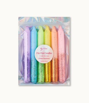 Dip Dye-kaarsen in een set: Glitter Rainbow Edition