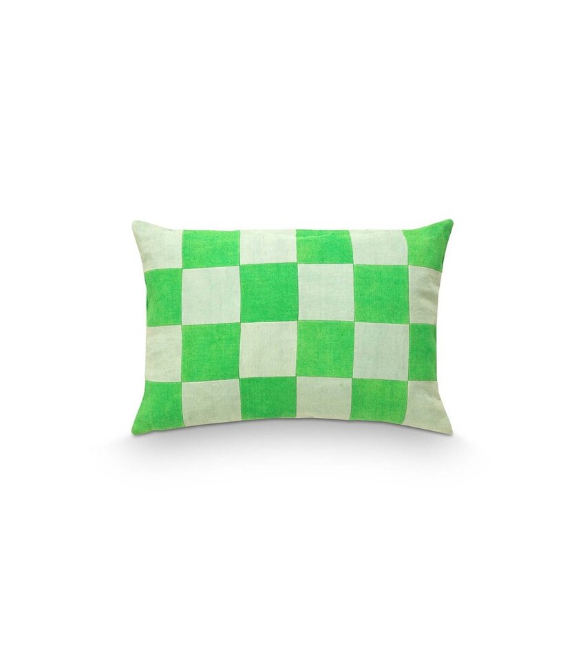 Cushion Rectangular Multicolour Green-Aqua Check 50x70cm