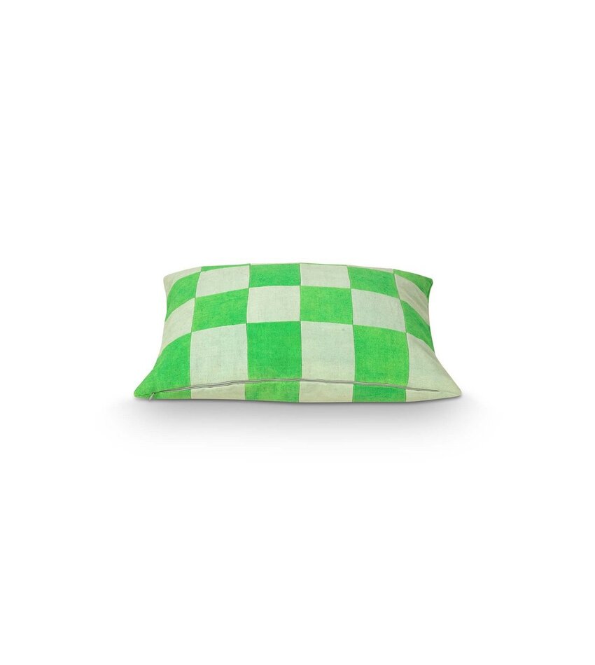Cushion Rectangular Multicolour Green-Aqua Check 50x70cm